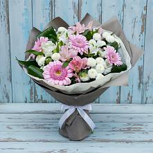 Букет цветов из:  Герберы, Альстромерии и Хризантемы в Кургане