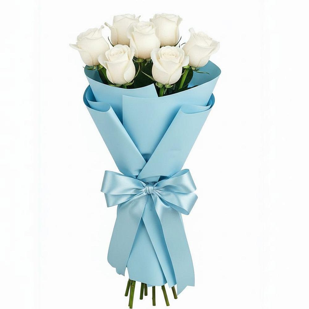 Букет 7 белых роз Проуд в Кургане