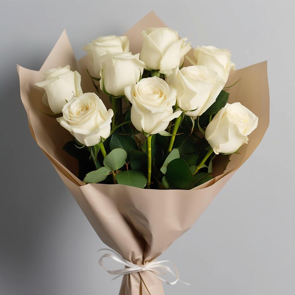 Букет 9 Белых роз Эдлесс Лав в Кургане