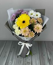 Букет цветов из:  Розы, Герберы и Хризантемы в Кургане