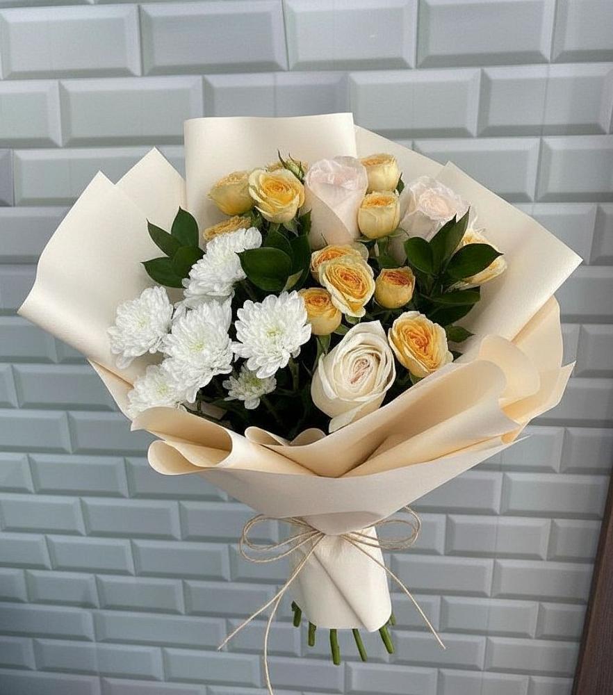 Букет цветов из: Розы и Хризантемы в Кургане