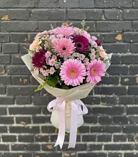 Букет цветов из:  Герберы и Хризантемы в Кургане