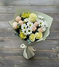 Букет цветов из:  Альстромерии, Розы и Хризантемы в Кургане