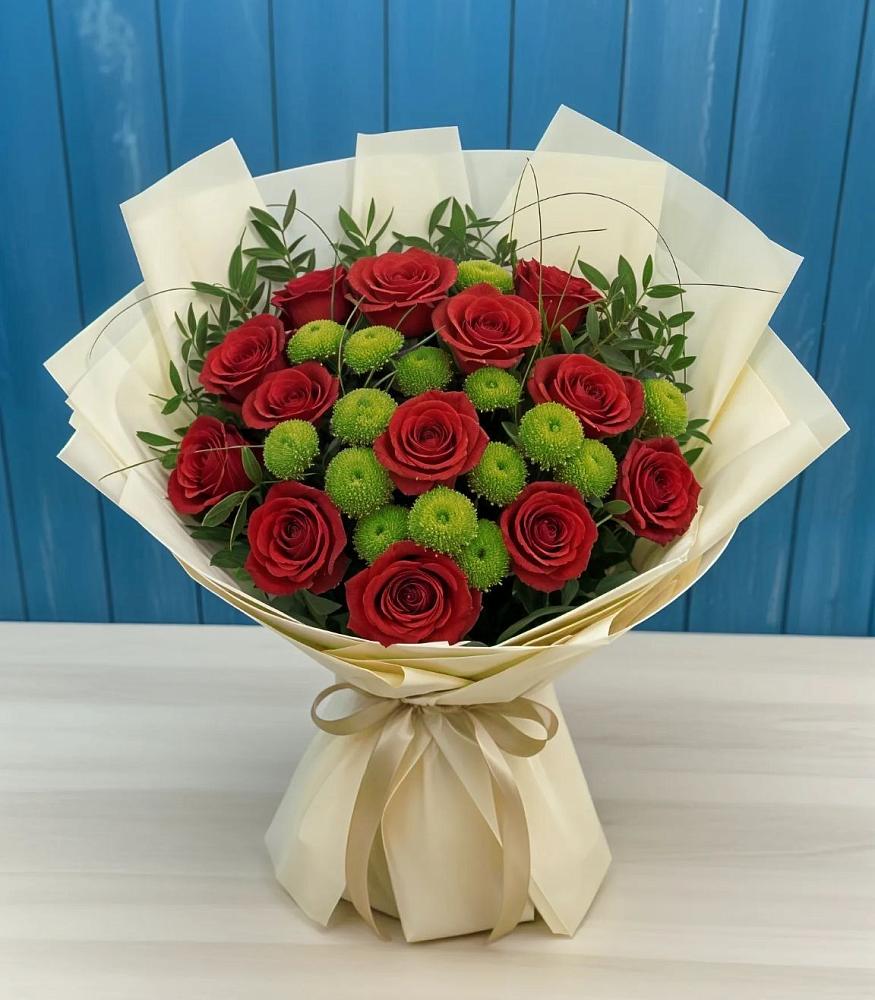 Букет цветов из: Розы и Хризантемы в Кургане